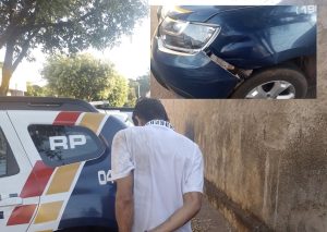 `Amostradinho´, empina moto e colide em viatura da PM em Rondonópolis; vídeo