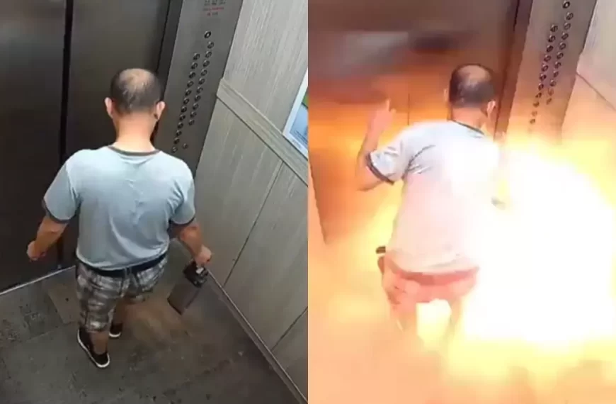 Explosão de bateria de bike elétrica carboniza homem dentro de elevador; vídeo forte