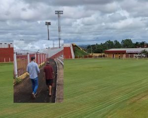 Secretário visita estádio para verificar andamento de obras convoca torcida para clássico União x Misto; vídeo