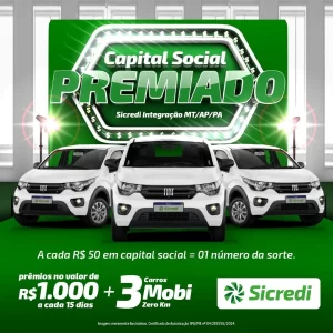 Sicredi lança Capital Social Premiado 2025 com três carros 0 km e 440 prêmios de R$ 1 mil