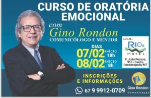 Curso de Oratória Emocional com Gino Rondon chega a Rondonópolis em fevereiro