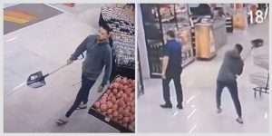 Vídeo mostra cliente agredindo gerente de supermercado com pá pelas costas em MT; prisão mantida