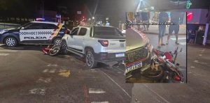 Strada colide e arrasta motociclista que estava para no semáforo em Rondonópolis