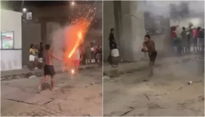 Jovem tem dedo dilacerado após explosão de “espada de fogo” em festa junina; assista