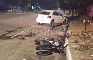 Motociclista tem fratura exposta após motorista bêbado invadir a contramão em Rondonópolis; vídeo