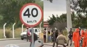 “Olha o miolo do cara!”: motociclista tem cabeça esmagada por ônibus e populares ficam em choque; veja vídeo