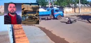 Vídeo mostra motociclista colidindo em caminhão e sendo esmagado em MT