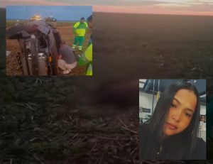 Jovem morre ao ser arremessada após veículo capotar diversas vezes em MT; vídeo
