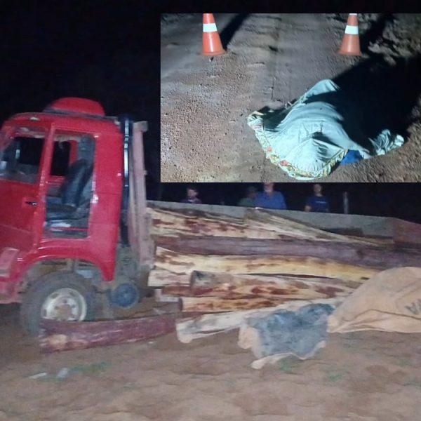 Casal pula de caminhão sem freio e mulher morre esmagada em MT; vídeo