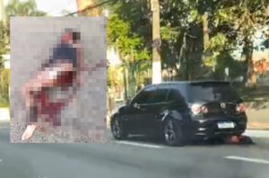 Homem arrasta a mulher com carro, esfacela o corpo dela e a deixa com o pé decepado por ciúmes; imagens fortíssimas