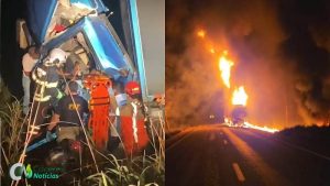 Preso às ferragens, pai salva o filho menor de explosão após colidir com caminhão-tanque em MT