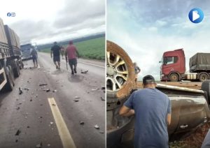 Mãe e filhos morrem após carro colidir em caminhão parado em MT
