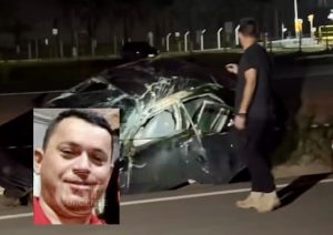 VÍDEO | Homem morre após capotar Corolla na BR-163; esposa e filhos são encaminhados ao Hospital Regional