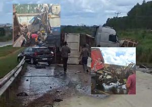 Grave acidente com carretas e motos deixa um morto e vários feridos na BR-163 em Rondonópolis; vídeos