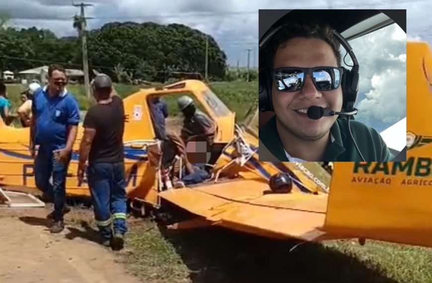 Piloto de 23 anos morre após queda de avião agrícola na BR-070 em MT; vídeo