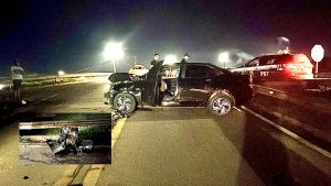 Motorista perde o controle no viaduto e bate violentamente contra proteção em Rondonópolis; vídeo