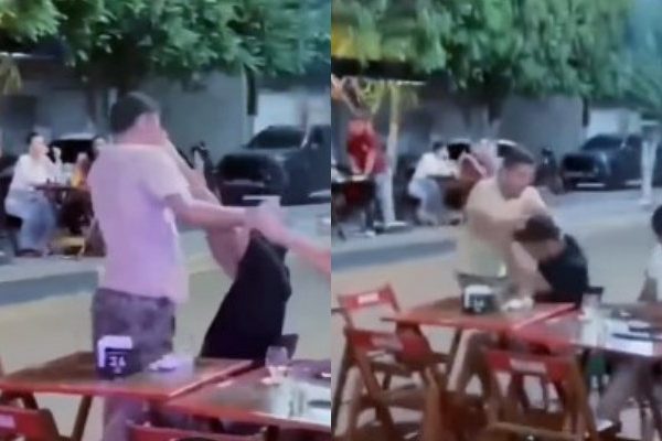 Vídeo mostra locutor caindo na pancada após encontrar seu ex com outro ‘boy’ em boteco