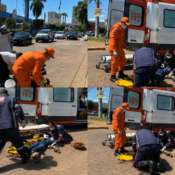 Colisão entre 2 motos deixa mulheres feridas na rotatória da Médici em Rondonópolis; vídeo