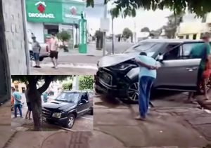 Dois idosos e jovem ficam feridos após forte colisão seguida de capotamento em Rondonópolis; vídeo