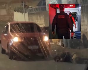 Absurdo: vídeo mostra mulher atropelando e passando por cima da cabeça de morador de rua