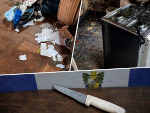 Lunático espanca esposa, ameaça matá-la com faca e precisa ser contido pela PM em Rondonópolis; imagens