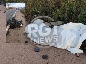 Motociclista morre em colisão frontal com carreta em cidade ao lado de Rondonópolis; imagens