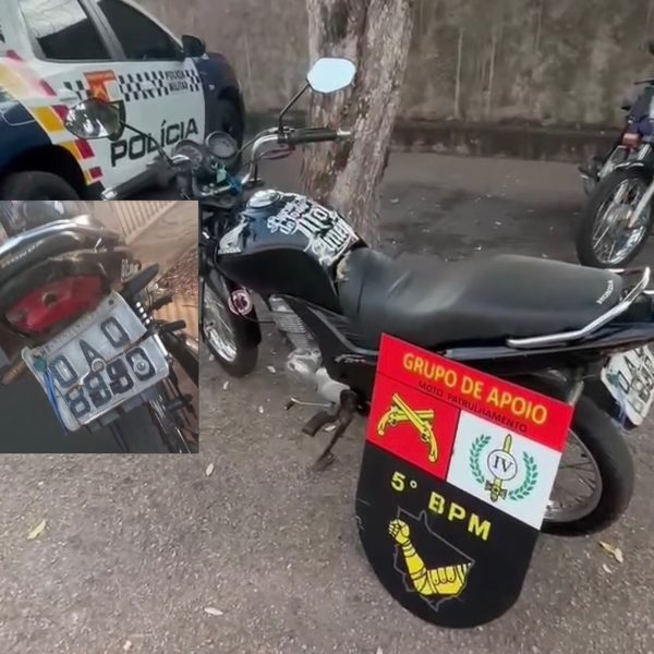 Mãe tenta esconder placa adulterada com adesivo do ‘filhinho’ infrator, mas menor é detido em Rondonópolis