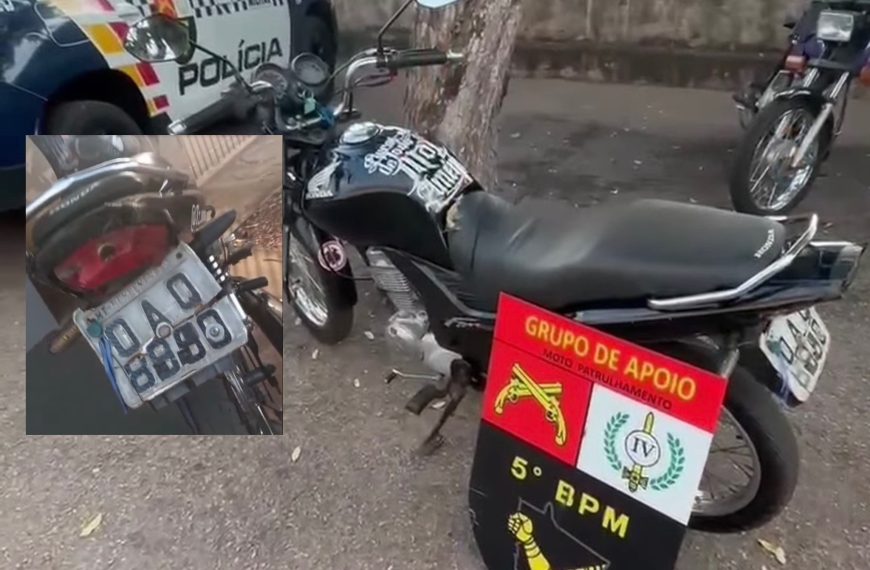 Mãe tenta esconder placa adulterada com adesivo do ‘filhinho’ infrator, mas menor é detido em Rondonópolis