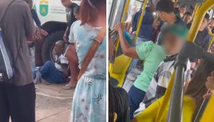 Vídeo mostra tarado amarrado após esfregar pênis em adolescente dentro de ônibus em MT