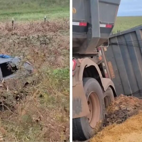 Motorista morre preso às ferragens após colisão envolvendo carreta de empresa de Rondonópolis na BR-364; vídeo