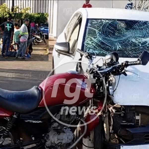 Impacto violento: motociclista é arremessado após bater contra carro em Rondonópolis