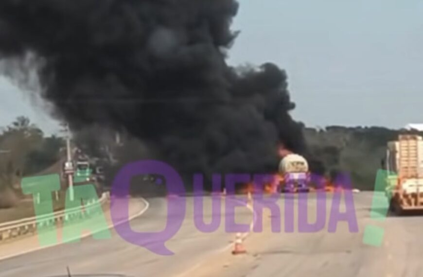 Múltiplos veículos se envolvem em acidente e caminhão-tanque explode em MT; vídeo impressionante