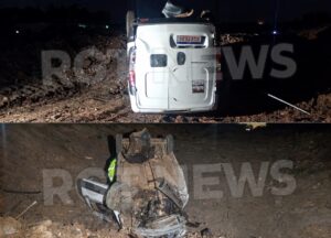 Carreta atinge utilitário e motorista despenca em ribanceira no Anel Viário de Rondonópolis; imagens