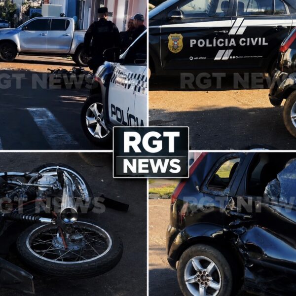 Motociclista sem CNH e com moto sem placas fica ferido após forte colisão com carro em Rondonópolis; vídeo