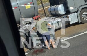 Motociclista sofre dilaceração na perna após batida com carreta na BR-364 em Rondonópolis