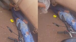 Motociclista para embaixo de carreta e vídeo mostra momentos de tensão em Rondonópolis; assista