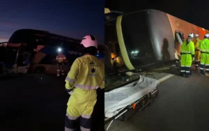 Ônibus com 37 passageiros tomba e deixa 9 feridos na BR-163