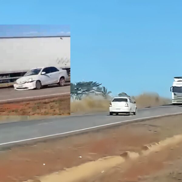 Vídeo mostra motorista na contramão provocando batida com carreta na BR-364 próximo a Rondonópolis