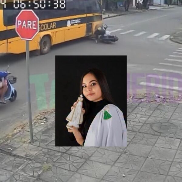 Jovem morre no Hospital Regional após colidir fortemente com ônibus escolar; vídeo mostra acidente