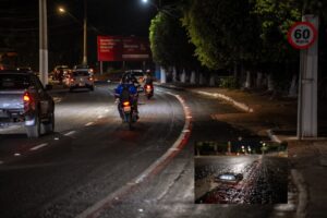 Gestão Cláudio inova com sinalização de led em ciclofaixa na Avenida dos Estudantes