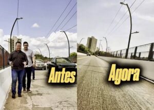 Tá lisinho, um carpete: Cláudio mostra antes e depois de recapeamento na ponte do Cais em Rondonópolis