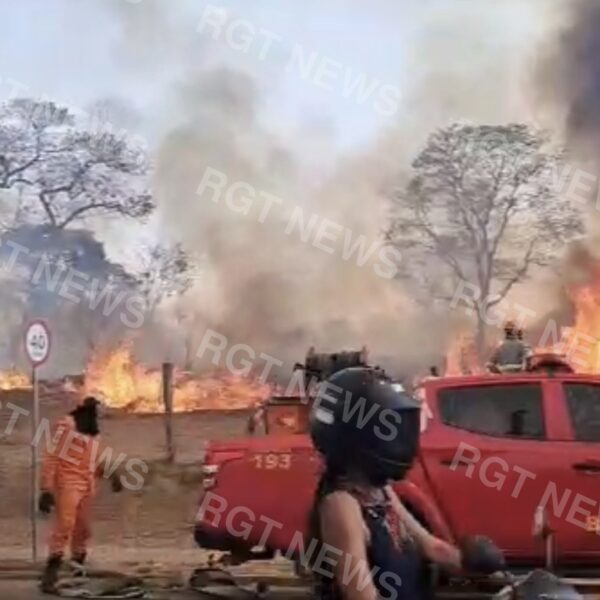 Forte incêndio atinge área na Avenida Goiânia e assusta moradores em Rondonópolis