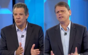Tarcísio precisou explicar o que é déficit a Haddad durante debate; assista a aula