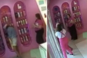 Vídeo mostra mulher tentando furtar perfume e dando trabalho para funcionárias da WePink em MT