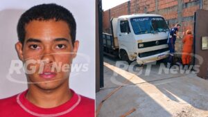 Homem tenta impedir caminhão de bater e morre prensado contra muro em Rondonópolis; vídeo