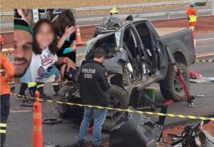 Pai e duas filhas saem de MT para velório e morrem em batida com carreta na BR-163; imagens