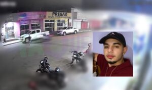 Vídeo mostra motociclista em alta velocidade atropelando e matando pedestre em MT; imagens fortes