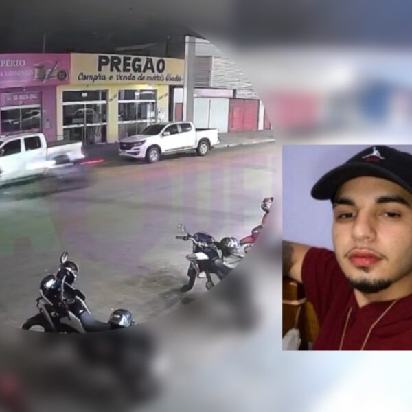 Vídeo mostra motociclista em alta velocidade atropelando e matando pedestre em MT; imagens fortes
