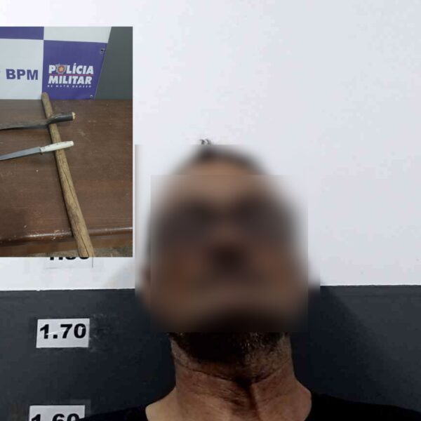 Homem espalha medo na madrugada e ameaça matar vizinhos com foice e faca em Rondonópolis; veja imagens