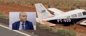Avião com equipe de Júlio Campos faz pouso de emergência em rodovia de MT; vídeo